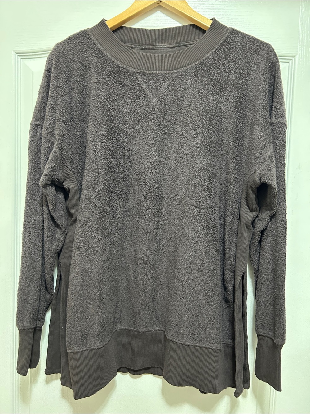Cozy Women's Fleece Sweatshirt - Dark Purple, last photo shows color better